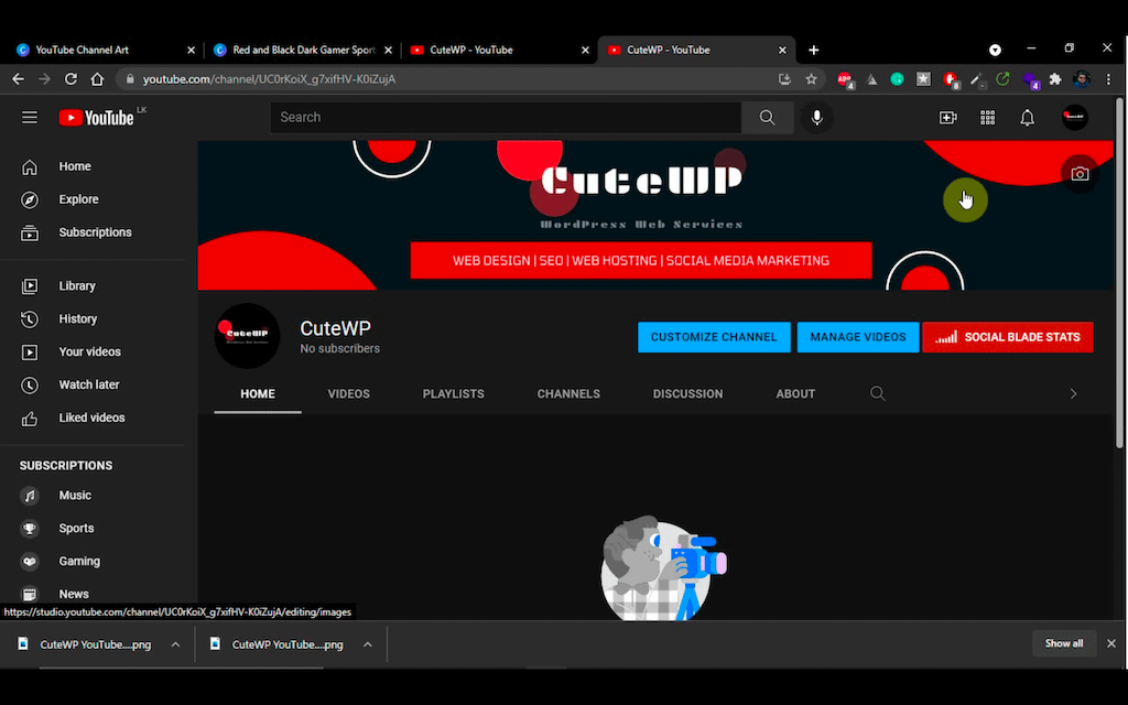 The YouTube Channel is ready.